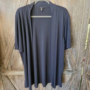 Talbots Plus Cardigan Women's Size 2X Navy Blue Long Short Sleeve Stretch‎ Top